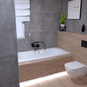 Inspirace koupelny šedo-dřevěná